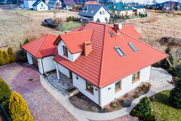 istock Aerial drone view on single family house 925391870