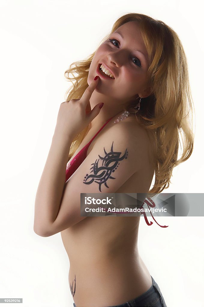 Tatuaż Dziewczyna - Zbiór zdjęć royalty-free (Adolescencja)