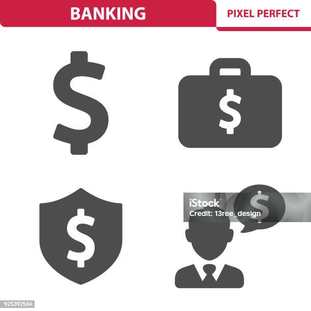 Banking Icons Stock Illustration - Download Image Now - Icon Symbol, Dollar Sign, Shield