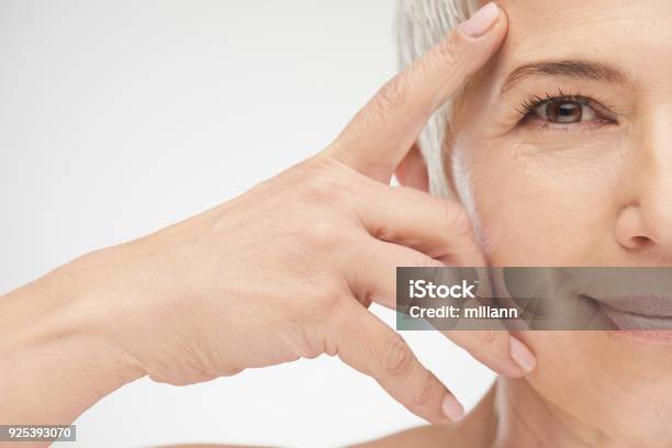 Close Up Of Woman Stock Photo - Download Image Now - Wrinkled, Eye, Women