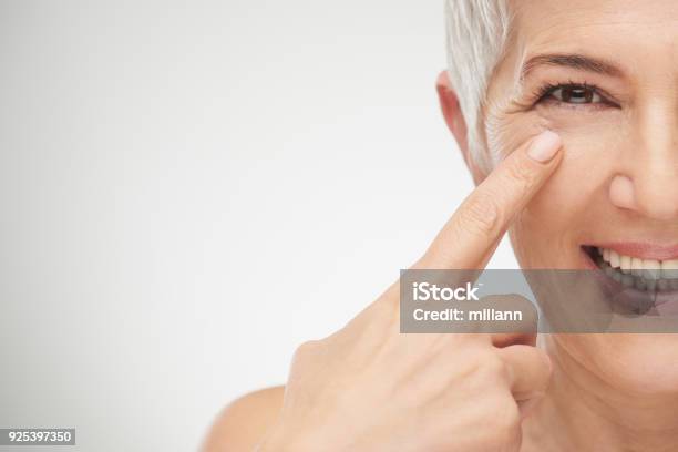 Close Up Of Senior Woman Stock Photo - Download Image Now - Wrinkled, Women, Human Face