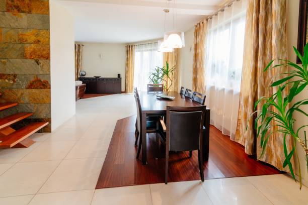 istock Dining room with wooden table 925397414