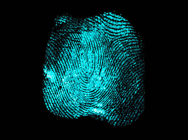 istock Fingerprint on black background. Fingerprint with ultraviolet lamp. 925398138