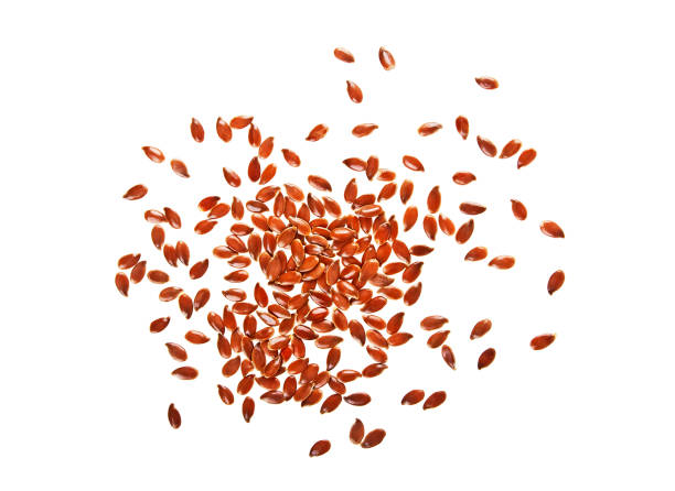 istock Flax seeds on white background, top view 925398192