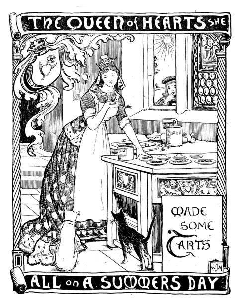 Antique children book illustrations: Queen of hearts