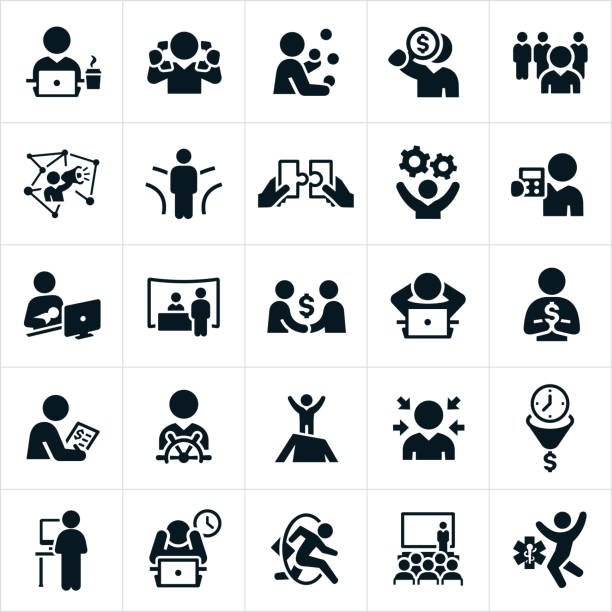 자기 고용 아이콘 - symbol expertise computer icon representative stock illustrations