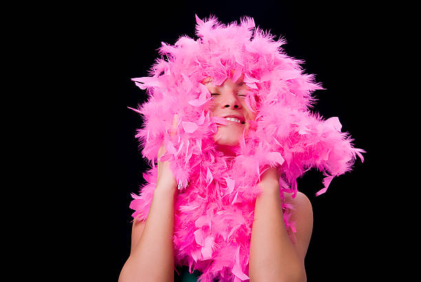istock Woman with pink feather boa 92540494