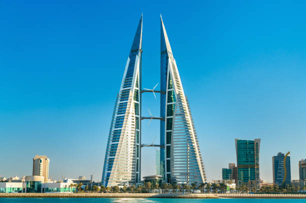 Bahrain World Trade Center in Manama. The Middle East Bahrain World Trade Center in Manama. The Persian Gulf manama stock pictures, royalty-free photos & images