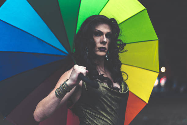 istock Fashion Drag Queen with Rainbow Umbrella 925411172