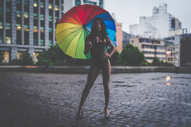 istock Fashion Drag Queen with Rainbow Umbrella 925411200