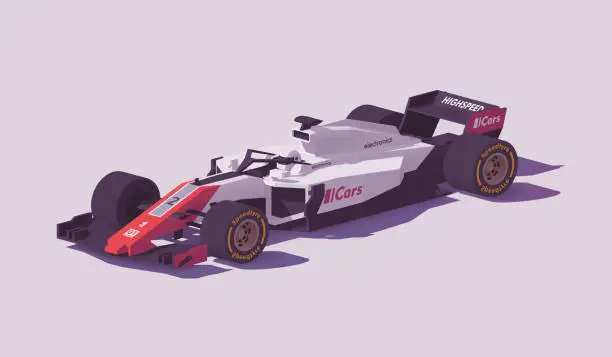 Vector illustration of Vector low poly formula racing car