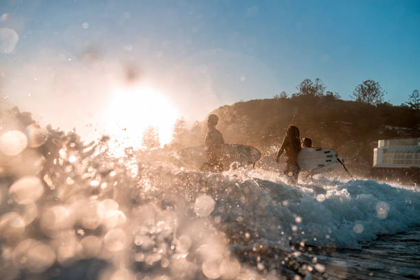 istock Friends running into the sea with surfboards 925416770