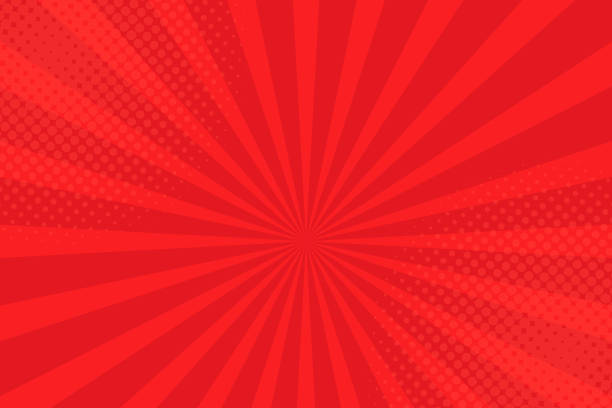 ハーフトーンでコミック光線背景。ベクトル夏背景イラスト - 赤 イラスト点のイラスト素材／クリップアート素材／マンガ素材／アイコン素材