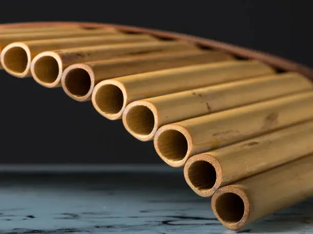 Photo of Detailed closeup view of a pan flute