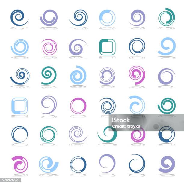Design Elements Set Spiral Circle And Square Shapes Stock Illustration - Download Image Now