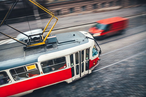 Capri, Italy - June 26, 2014: Funicular Train Unico Capri Public Transport Travel at Island Summer Day.