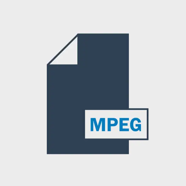 Vector illustration of MPEG file format Icon on gray Background.