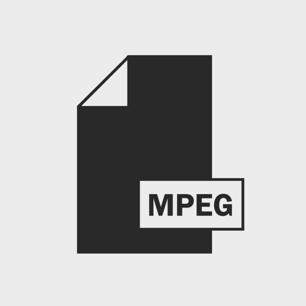 ilustraciones, imágenes clip art, dibujos animados e iconos de stock de formato de archivo mpeg icono sobre fondo gris. - película imagen en movimiento