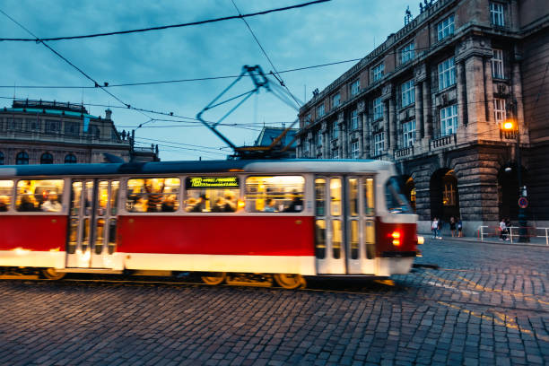 istock Moving Tram in Prague 925429380