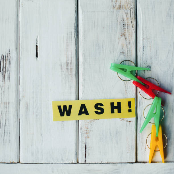 Drying rack with colorful clothespins