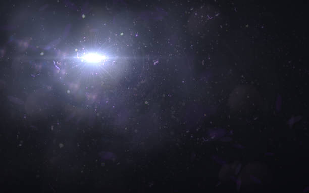 istock Digital lens flare in black background horizontal frame warm.Modern natural flare effect.Sunlight in space 925436300