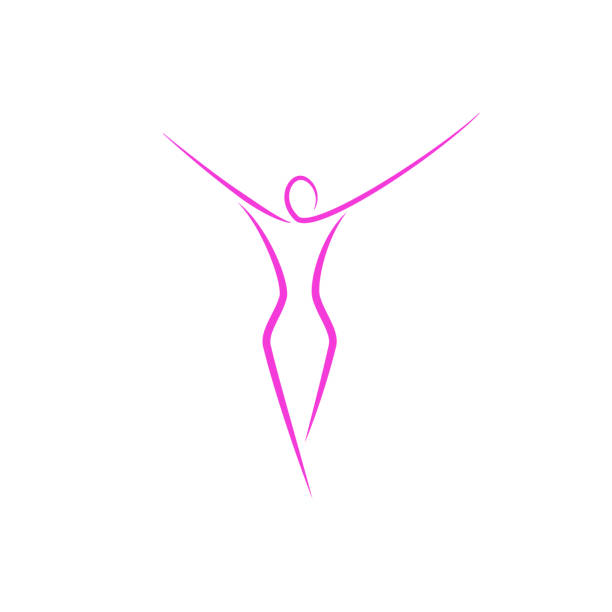 Silhouette of a slender girl logo, slim figure of a young attractive woman fitness model in a linear art style, a emblem template for a spa salon or fashion show Silhouette of a slender girl logo, slim figure of a young attractive woman fitness model in a linear art style, a emblem template for a spa salon or fashion show dance logo stock illustrations