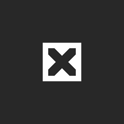 Mockup letter X logo monogram, minimal style line art elegant initial in the square geometric shape negative space style simple emblem