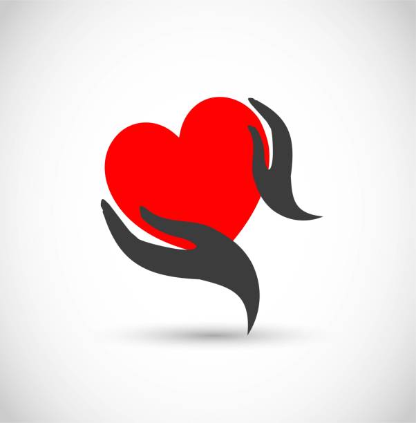 ilustrações de stock, clip art, desenhos animados e ícones de heart with hands vector icon - heart shape giving human hand gift