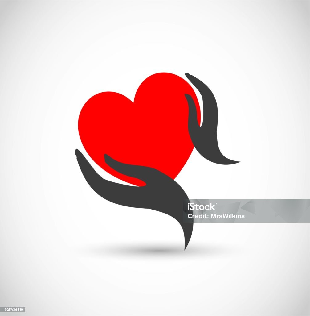 Heart with hands vector icon Heart with hands vector icon illustration Hand stock vector