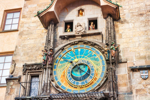 Astronomical clock in Prague, Czech Republic Historical medieval astronomical clock in Old Town Square in Prague, Czech Republic old town bridge tower stock pictures, royalty-free photos & images
