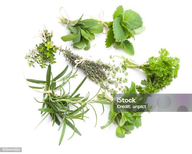 Circle Of Ribs With Herbs Isolated On White Background Stock Photo - Download Image Now