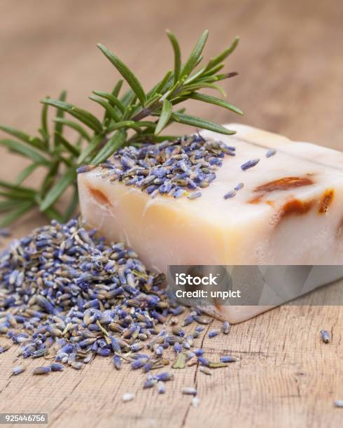 Homemade Soap With Lavender Stock Photo - Download Image Now - Bar Of Soap, Making, Soap