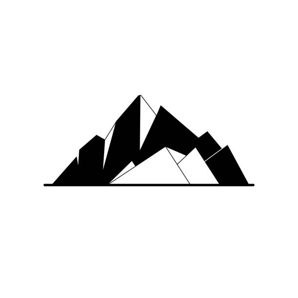 ikona sylwetki szczytów górskich w płaskim stylu - pinnacle success winning concepts stock illustrations
