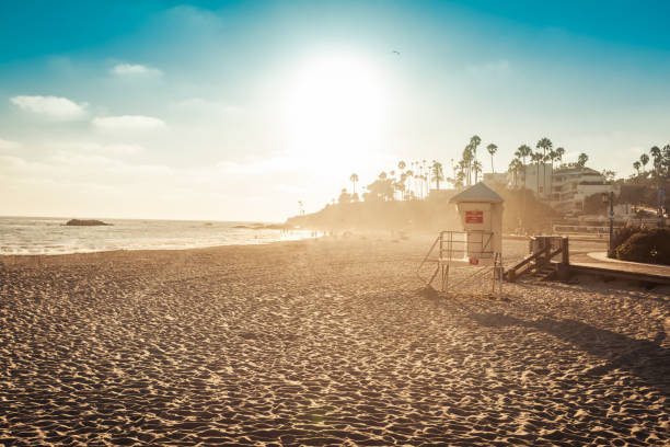 Laguna Beach lifeguard in sunset light