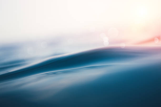 sea wave at sunset - water wave rippled river imagens e fotografias de stock