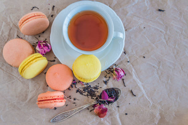istock Tea time with french macaroons 925465818