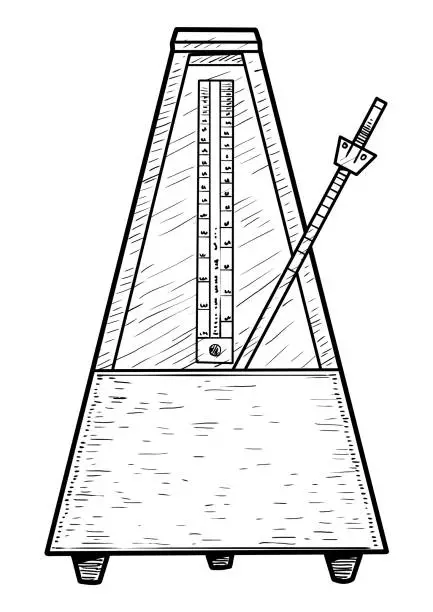 Vector illustration of Metronome illustration, drawing, engraving, ink, line art, vector