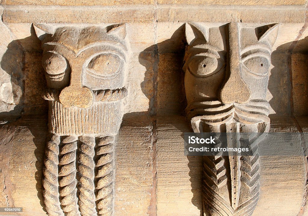 Catedral de Lincoln-dos cifras de piedra tallada - Foto de stock de Antiguo libre de derechos