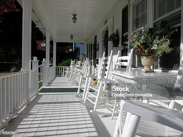 Classic White Front Porch Stock Photo - Download Image Now - Front Porch, Chair, Friendship