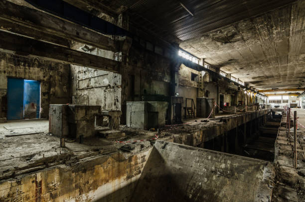 istock hall in abandoned paper factory 925478156