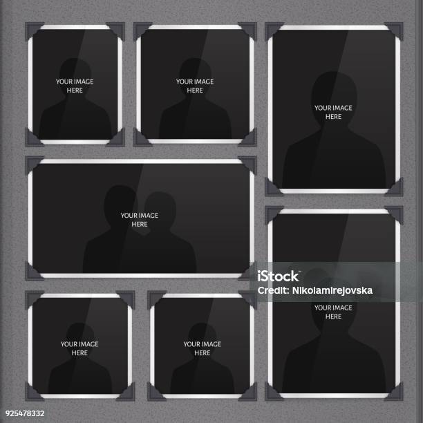 Vector Page Of Photo Album With Photo Frames And Corner Stock Illustration - Download Image Now