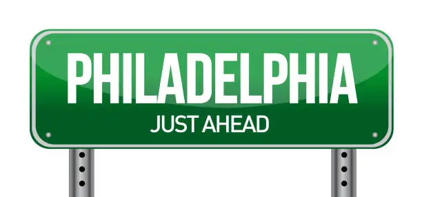 Vector illustration of Road sign Philadelphia illustration design over a white background