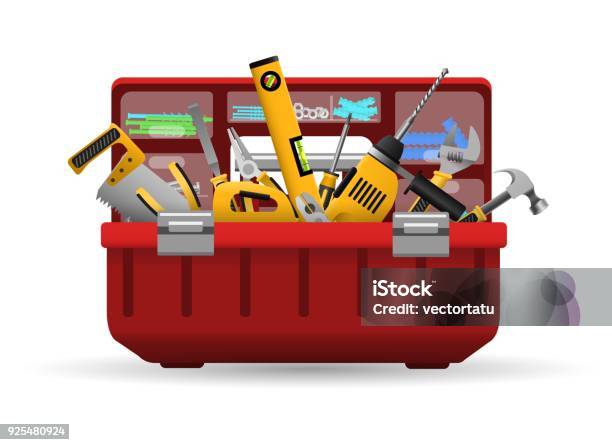 Instrument Toolbox With Tools Kit Stock Illustration - Download Image Now - Toolbox, Gardening Equipment, DIY