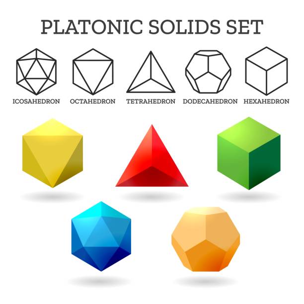 platonische 3d-formen - hexahedron stock-grafiken, -clipart, -cartoons und -symbole