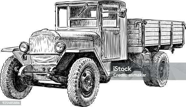Heavy Truck Of The Second World War Stock Illustration - Download Image Now - Old, Semi-Truck, Truck