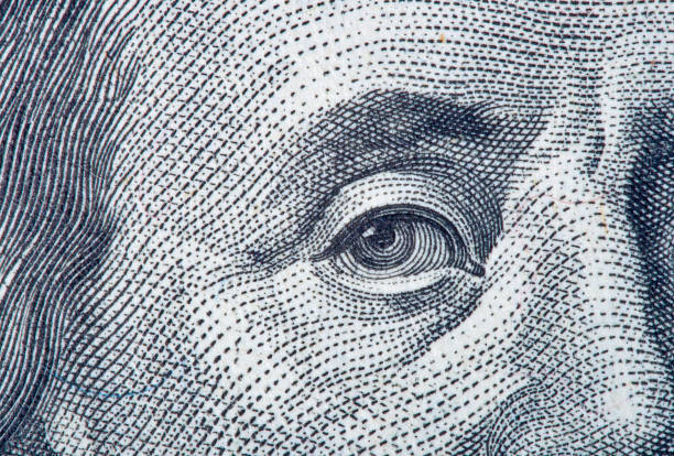 fragmento del retrato de benjamin franklin - government spending fotografías e imágenes de stock