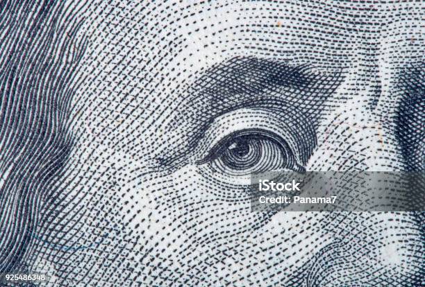 Portrait Fragment Of Benjamin Franklin Stock Photo - Download Image Now - Currency, Government, Investment