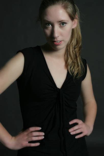 istock Caucasian female in black 92549084