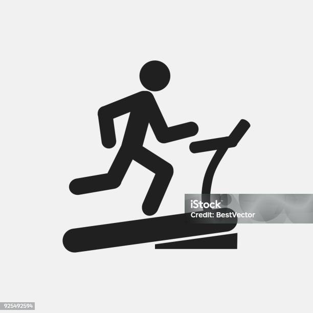 Man On Treadmill Icon Illustration Stock Illustration - Download Image Now - Icon Symbol, Treadmill, Gym