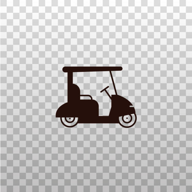 孤立した透明な背景にゴルフ車やカート - モノクロ シルエット、アイコン、イメージ、ピクトグラム。 - outline cart golf golf course点のイラスト素材／クリップアート素材／マンガ素材／アイコン素材